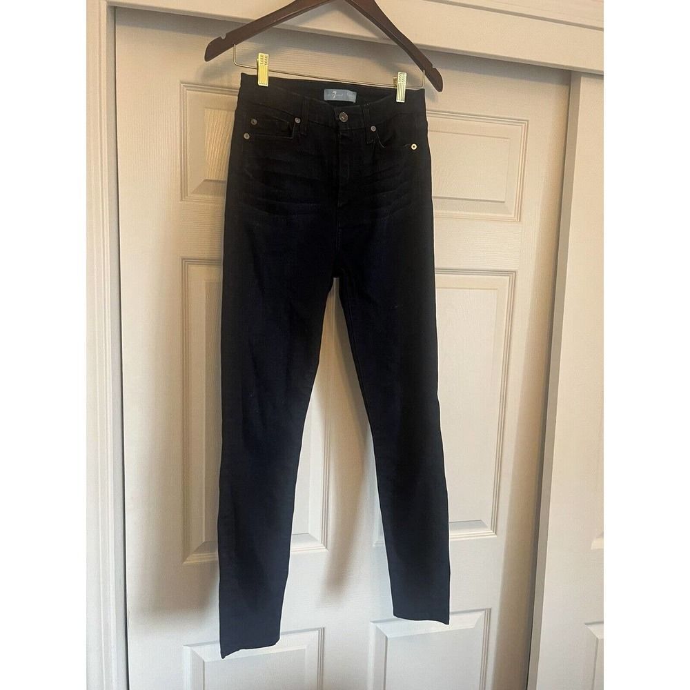 7 For All Mankind Blair High Waist Ankle Skinny Jeans Dark Blue Sz 27